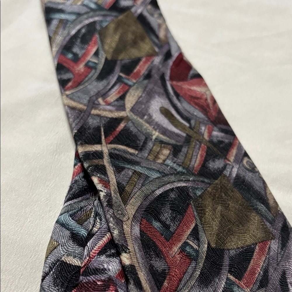 J. Garcia Artistic Red and Gray Tie - Picture 5 of 5